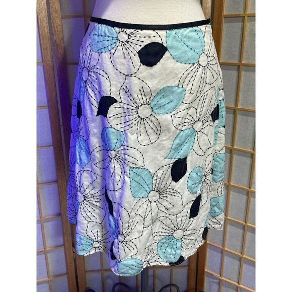 LOFT 6P Linen Embroidered Skirt - Picture 7 of 10